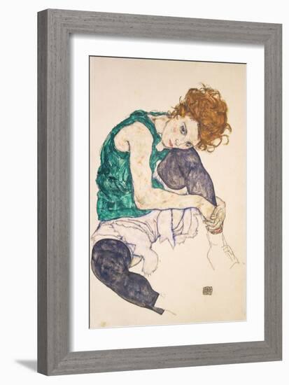 Seated Woman with Legs Drawn Up-Egon Schiele-Framed Giclee Print