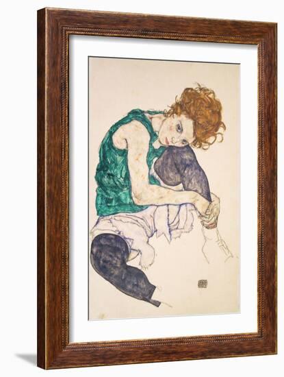 Seated Woman with Legs Drawn Up-Egon Schiele-Framed Giclee Print