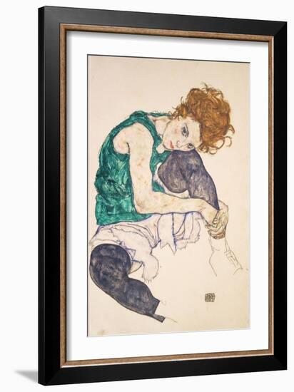 Seated Woman with Legs Drawn Up-Egon Schiele-Framed Giclee Print