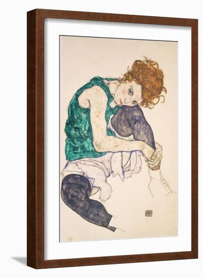 Seated Woman with Legs Drawn Up-Egon Schiele-Framed Giclee Print