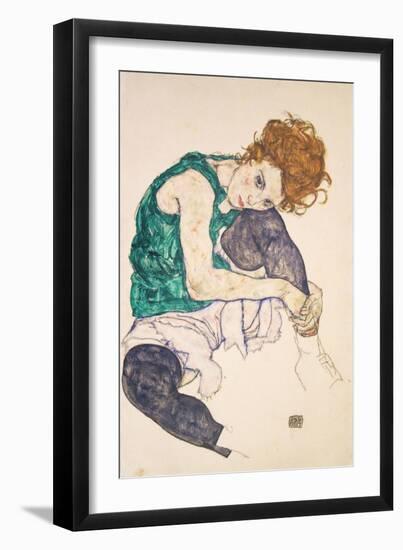 Seated Woman with Legs Drawn Up-Egon Schiele-Framed Giclee Print