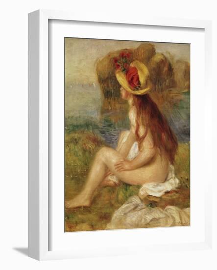 Seated Woman with Straw Hat-Pierre-Auguste Renoir-Framed Giclee Print