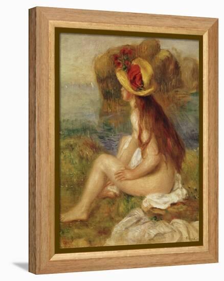 Seated Woman with Straw Hat-Pierre-Auguste Renoir-Framed Premier Image Canvas