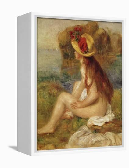 Seated Woman with Straw Hat-Pierre-Auguste Renoir-Framed Premier Image Canvas