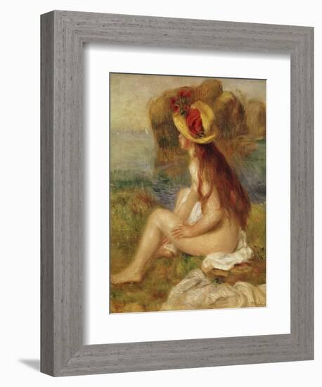 Seated Woman with Straw Hat-Pierre-Auguste Renoir-Framed Giclee Print