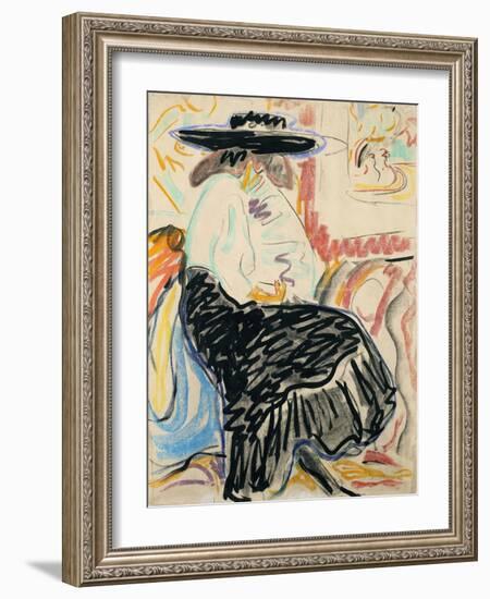 Seated Woman-Ernst Ludwig Kirchner-Framed Giclee Print