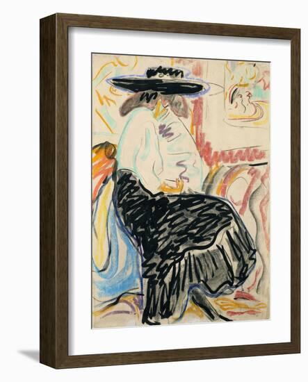 Seated Woman-Ernst Ludwig Kirchner-Framed Giclee Print