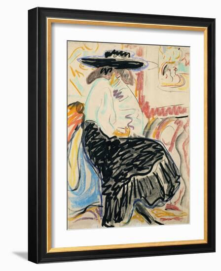 Seated Woman-Ernst Ludwig Kirchner-Framed Giclee Print