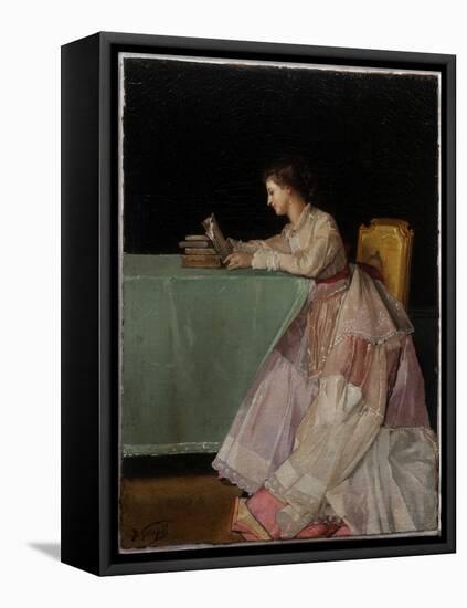 Seated Woman-Jules Adolphe Goupil-Framed Premier Image Canvas