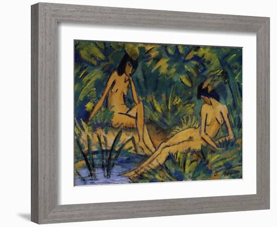 Seated Women by Water-Otto Mueller-Framed Giclee Print