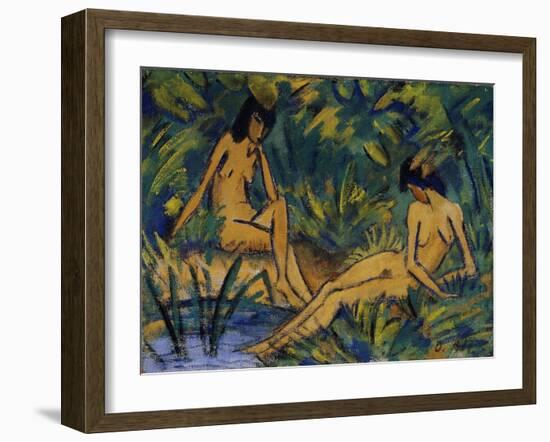 Seated Women by Water-Otto Mueller-Framed Giclee Print
