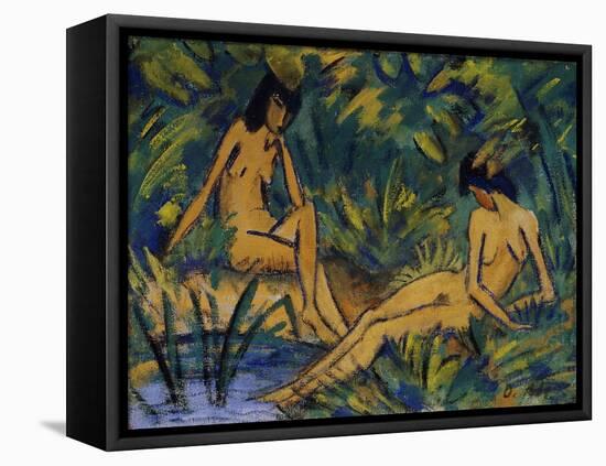 Seated Women by Water-Otto Mueller-Framed Premier Image Canvas