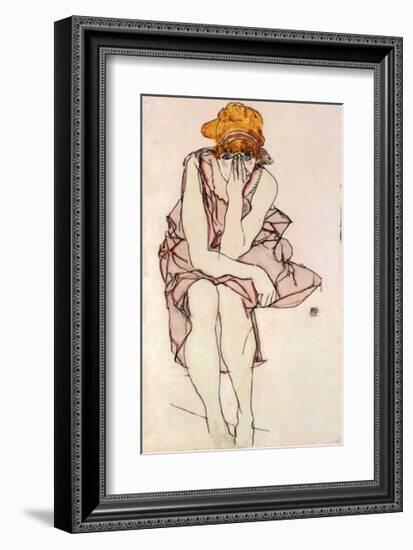 Seated Young Lady-Egon Schiele-Framed Art Print