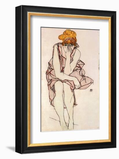 Seated Young Lady-Egon Schiele-Framed Art Print