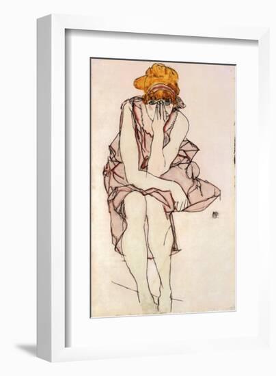 Seated Young Lady-Egon Schiele-Framed Art Print