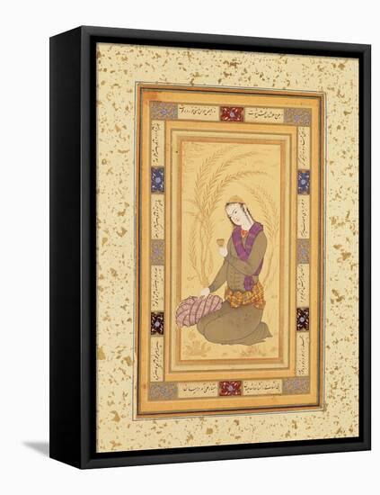 Seated Youth Holding a Cup, from the Large Clive Album, C.1610-20-Persian School-Framed Premier Image Canvas