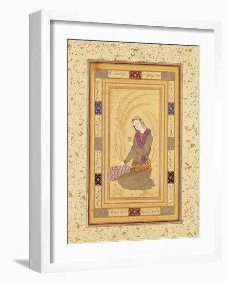 Seated Youth Holding a Cup, from the Large Clive Album, C.1610-20-Persian School-Framed Giclee Print