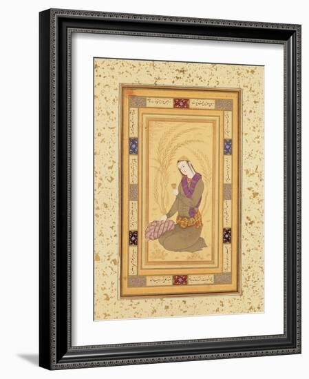 Seated Youth Holding a Cup, from the Large Clive Album, C.1610-20-Persian School-Framed Giclee Print