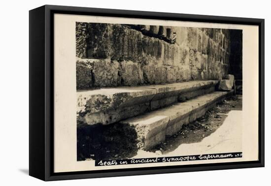 Seats in Byzantine Synagogue, Capernaum, Israel-null-Framed Premier Image Canvas