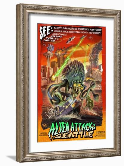 Seattle Alien Attack-Lantern Press-Framed Art Print