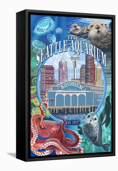 Seattle Aquarium - Seattle, WA-Lantern Press-Framed Stretched Canvas