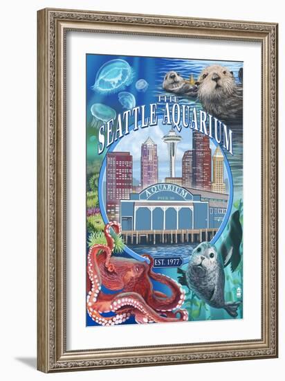 Seattle Aquarium - Seattle, WA-Lantern Press-Framed Art Print