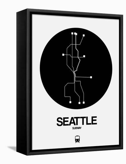 Seattle Black Subway Map-NaxArt-Framed Stretched Canvas