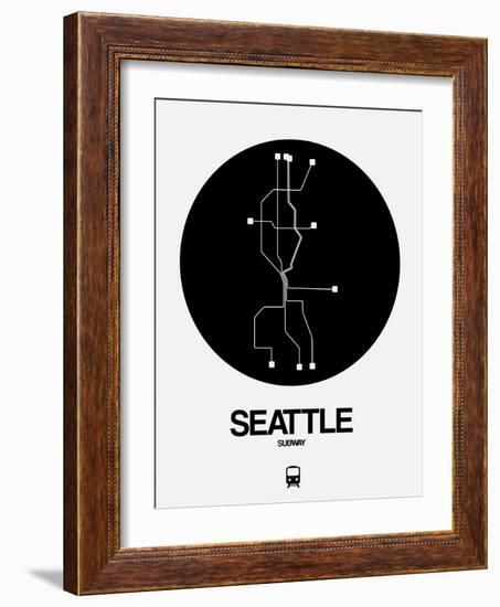 Seattle Black Subway Map-NaxArt-Framed Art Print