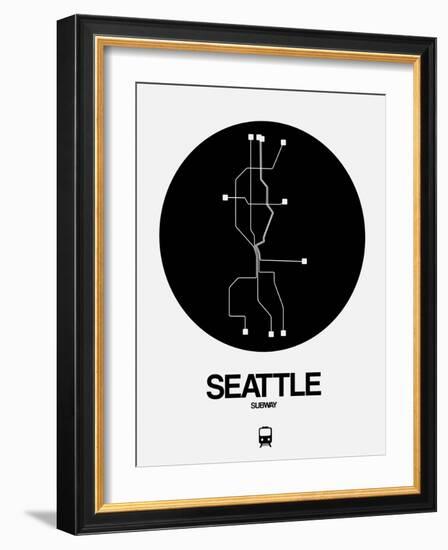 Seattle Black Subway Map-NaxArt-Framed Art Print