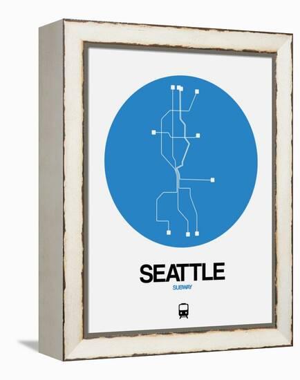 Seattle Blue Subway Map-NaxArt-Framed Stretched Canvas