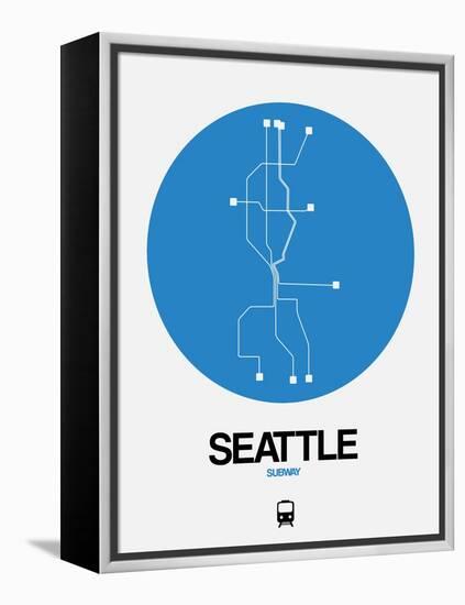 Seattle Blue Subway Map-NaxArt-Framed Stretched Canvas