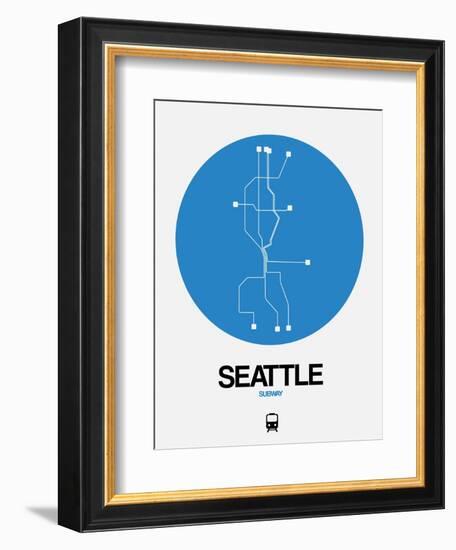 Seattle Blue Subway Map-NaxArt-Framed Art Print