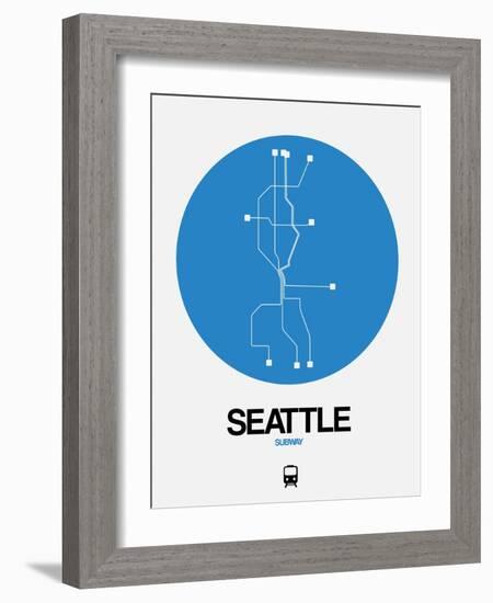 Seattle Blue Subway Map-NaxArt-Framed Art Print