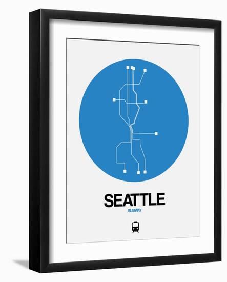 Seattle Blue Subway Map-NaxArt-Framed Art Print