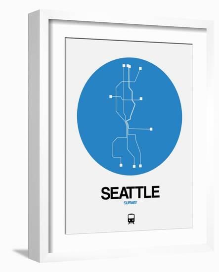 Seattle Blue Subway Map-NaxArt-Framed Art Print