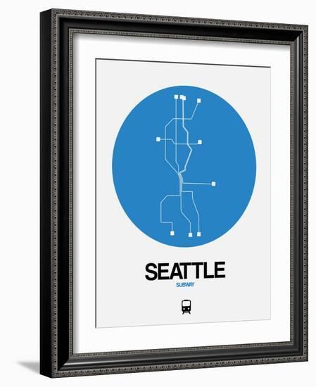 Seattle Blue Subway Map-NaxArt-Framed Art Print