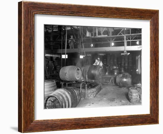 Seattle Brewing & Malting Co., Pitching Machine, 1914-Asahel Curtis-Framed Giclee Print