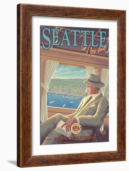 Seattle by Air-Lantern Press-Framed Art Print