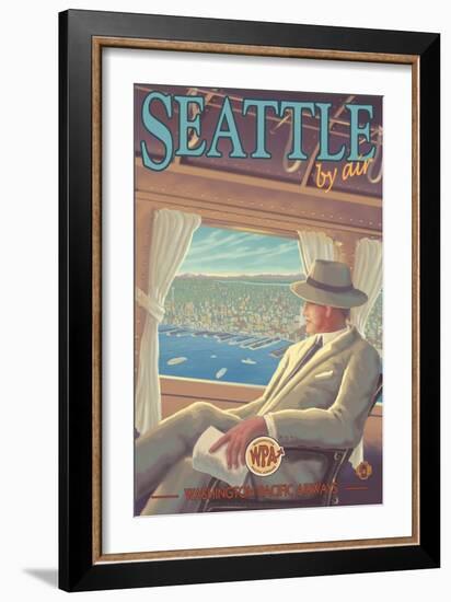 Seattle by Air-Lantern Press-Framed Art Print