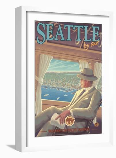 Seattle by Air-Lantern Press-Framed Art Print