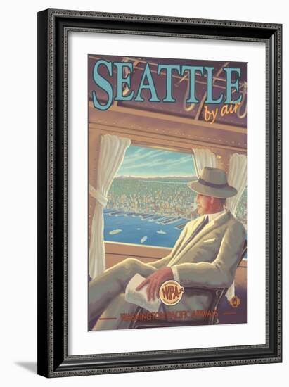 Seattle by Air-Lantern Press-Framed Art Print
