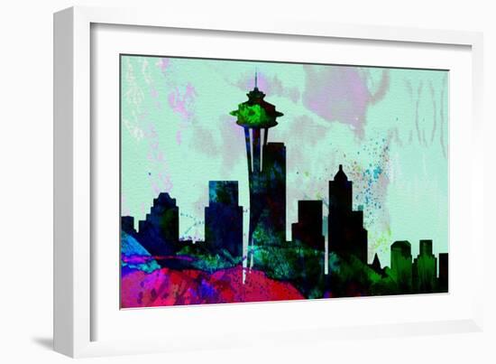 Seattle City Skyline-NaxArt-Framed Art Print