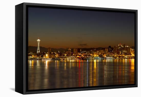 Seattle Downtown Skyline Reflection at Dawn-jpldesigns-Framed Premier Image Canvas