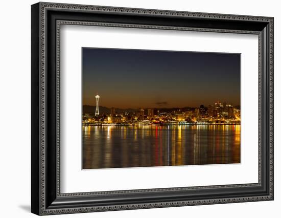 Seattle Downtown Skyline Reflection at Dawn-jpldesigns-Framed Photographic Print