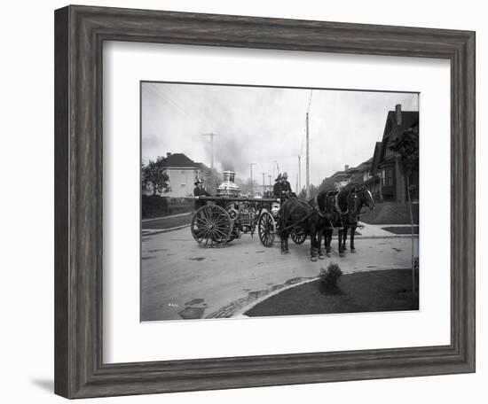 Seattle Fire Department Horse-Drawn Steam Pumper, 1907-Ashael Curtis-Framed Giclee Print