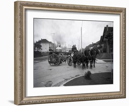 Seattle Fire Department Horse-Drawn Steam Pumper, 1907-Ashael Curtis-Framed Giclee Print