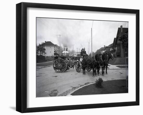 Seattle Fire Department Horse-Drawn Steam Pumper, 1907-Ashael Curtis-Framed Giclee Print