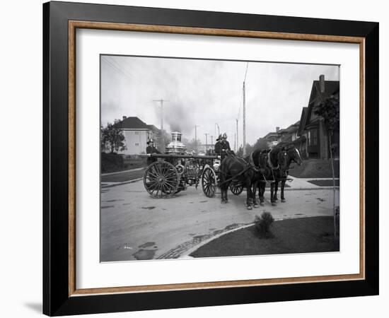 Seattle Fire Department Horse-Drawn Steam Pumper, 1907-Ashael Curtis-Framed Giclee Print