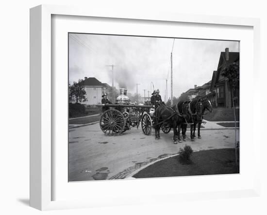 Seattle Fire Department Horse-Drawn Steam Pumper, 1907-Ashael Curtis-Framed Giclee Print