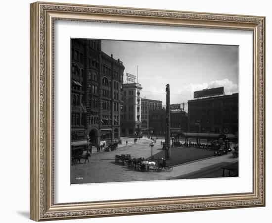 Seattle Pioneer Place, April 21, 1912-Asahel Curtis-Framed Giclee Print